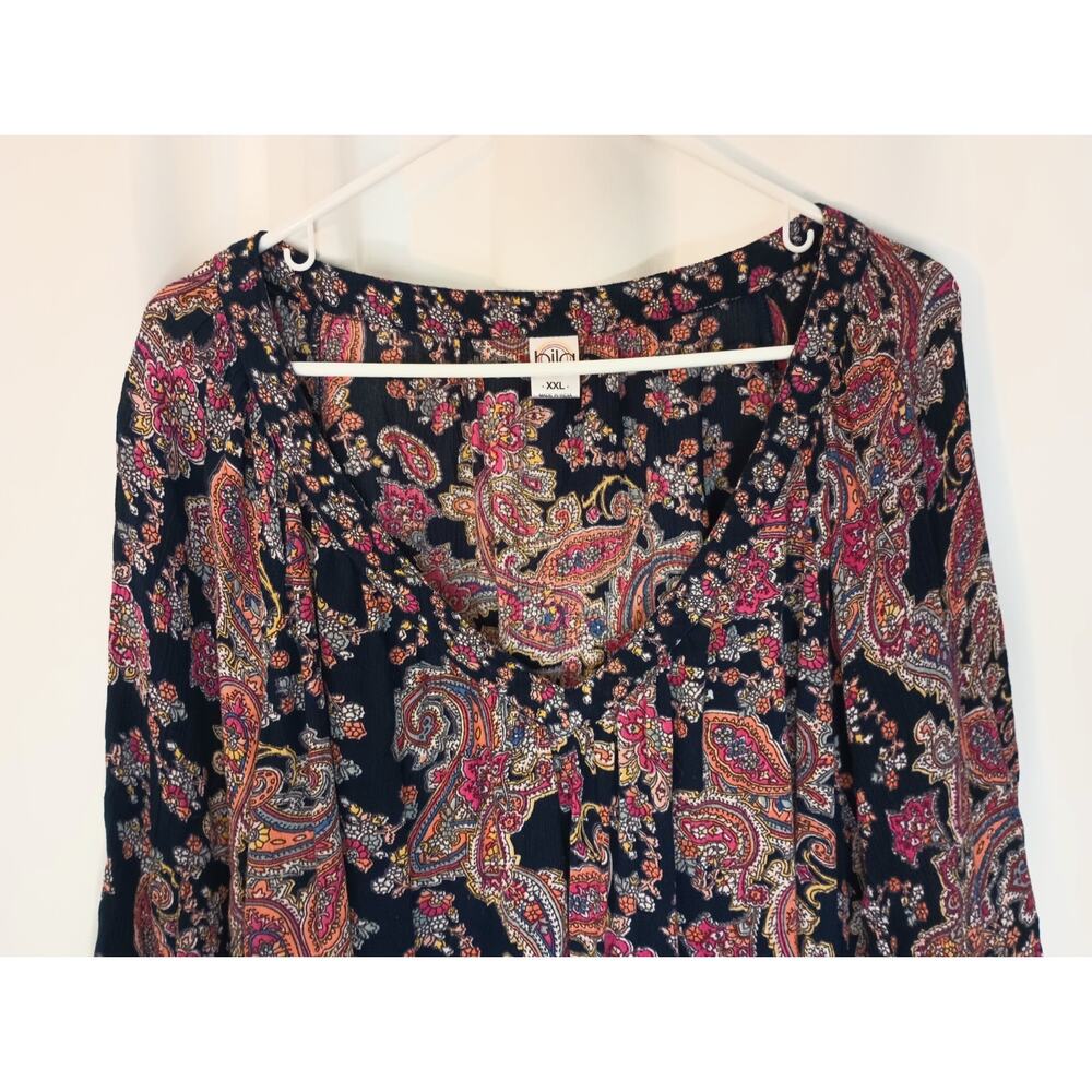 Bila Womens Boho Peasant Top XXL Paisley Flowy Festival Beach - Picture 3 of 10